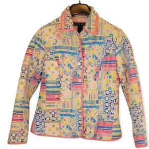 Vintage Women's Silkland 100% Silk Puffer Dress Jacket Size Small